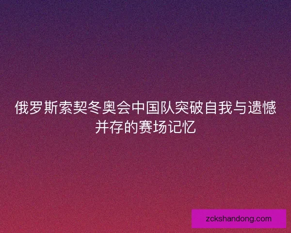 俄罗斯索契冬奥会中国队突破自我与遗憾并存的赛场记忆
