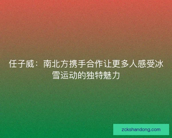 任子威：南北方携手合作让更多人感受冰雪运动的独特魅力