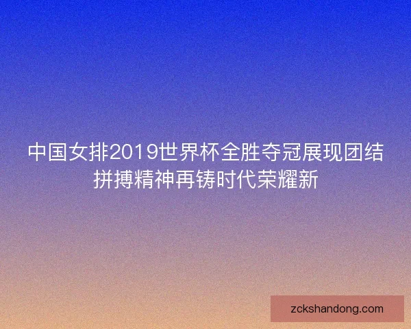 中国女排2019世界杯全胜夺冠展现团结拼搏精神再铸时代荣耀新